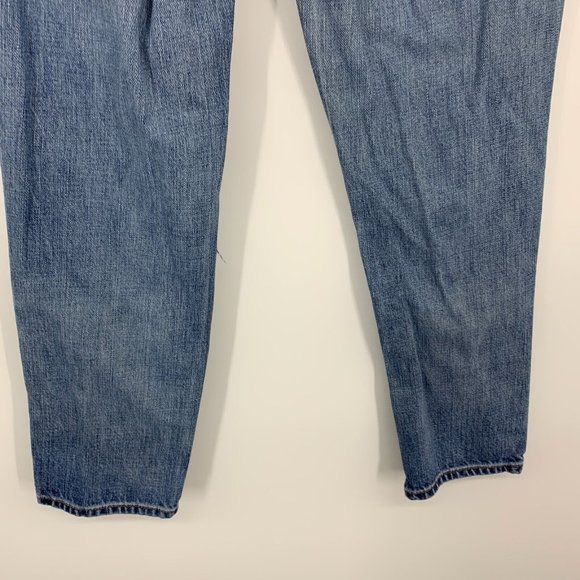 American Eagle Jeans Boy Crop Button Fly Blue Distressed Denim - Picture 12 of 12